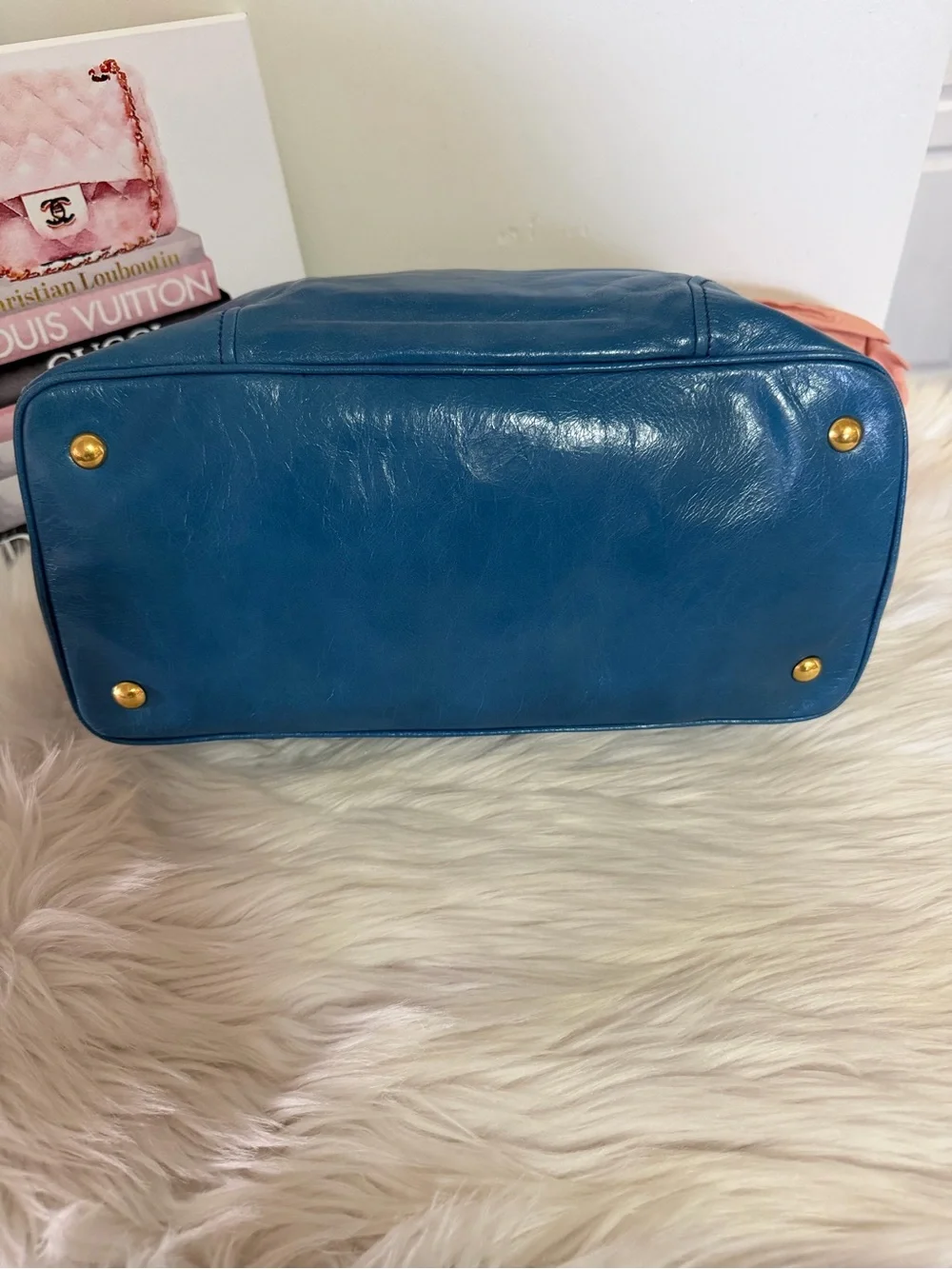 Miu Miu Blue Leather Top-Handle Bag